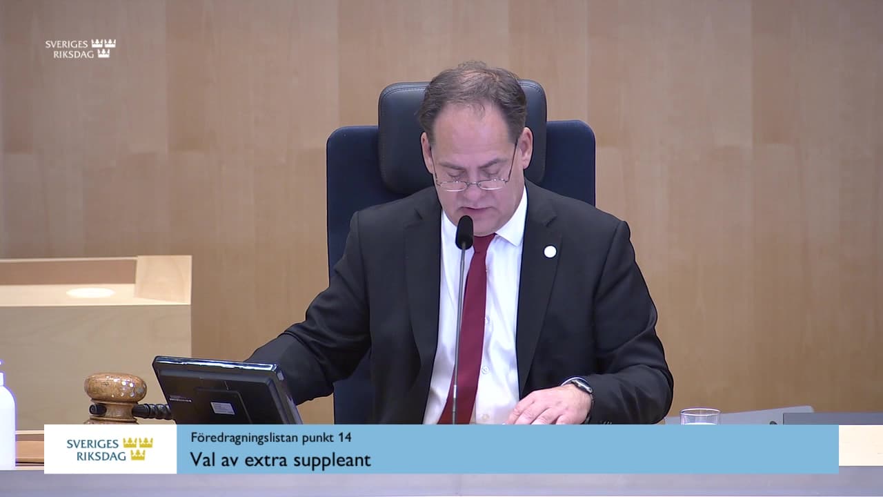 Stillbild från Övrigt kammaren, Val av extra suppleant