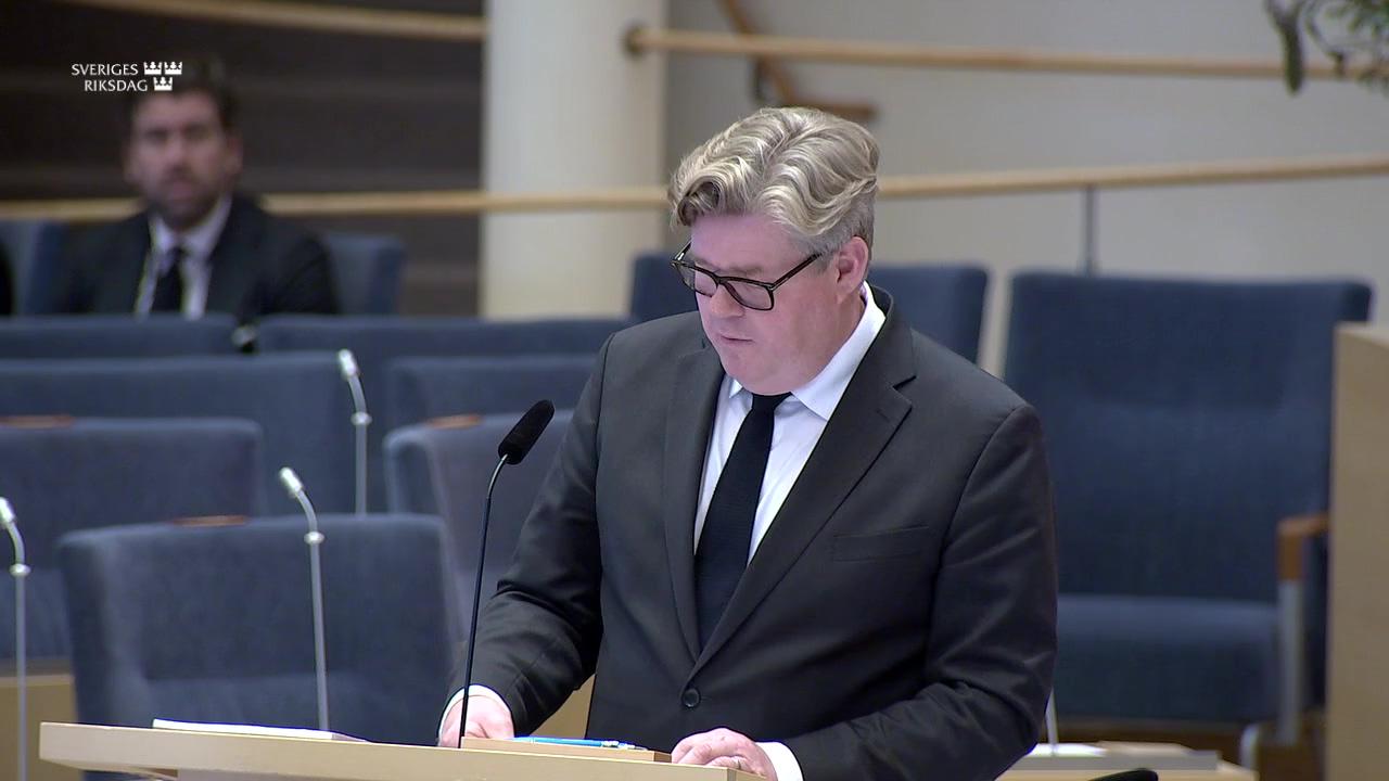 Stillbild från Interpellationsdebatt, Kön som ny grund för straffskärpning vid hatbrott
