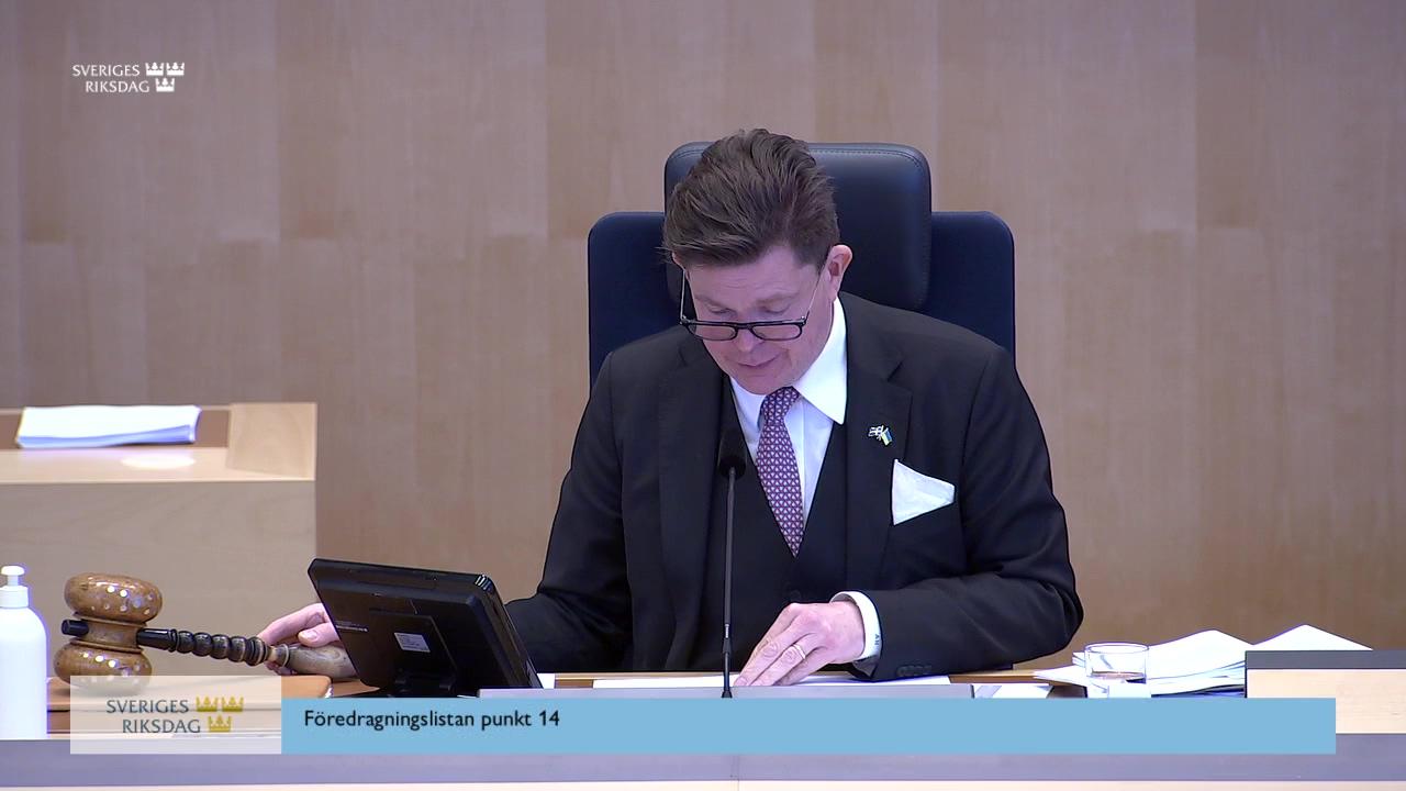 Stillbild från Debatt om förslag, Kompletterande bestämmelser till EU:s förordning om digitala tjänster