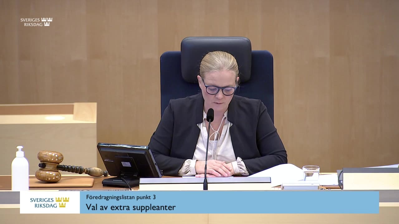 Stillbild från Övrigt kammaren, Val av extra suppleanter