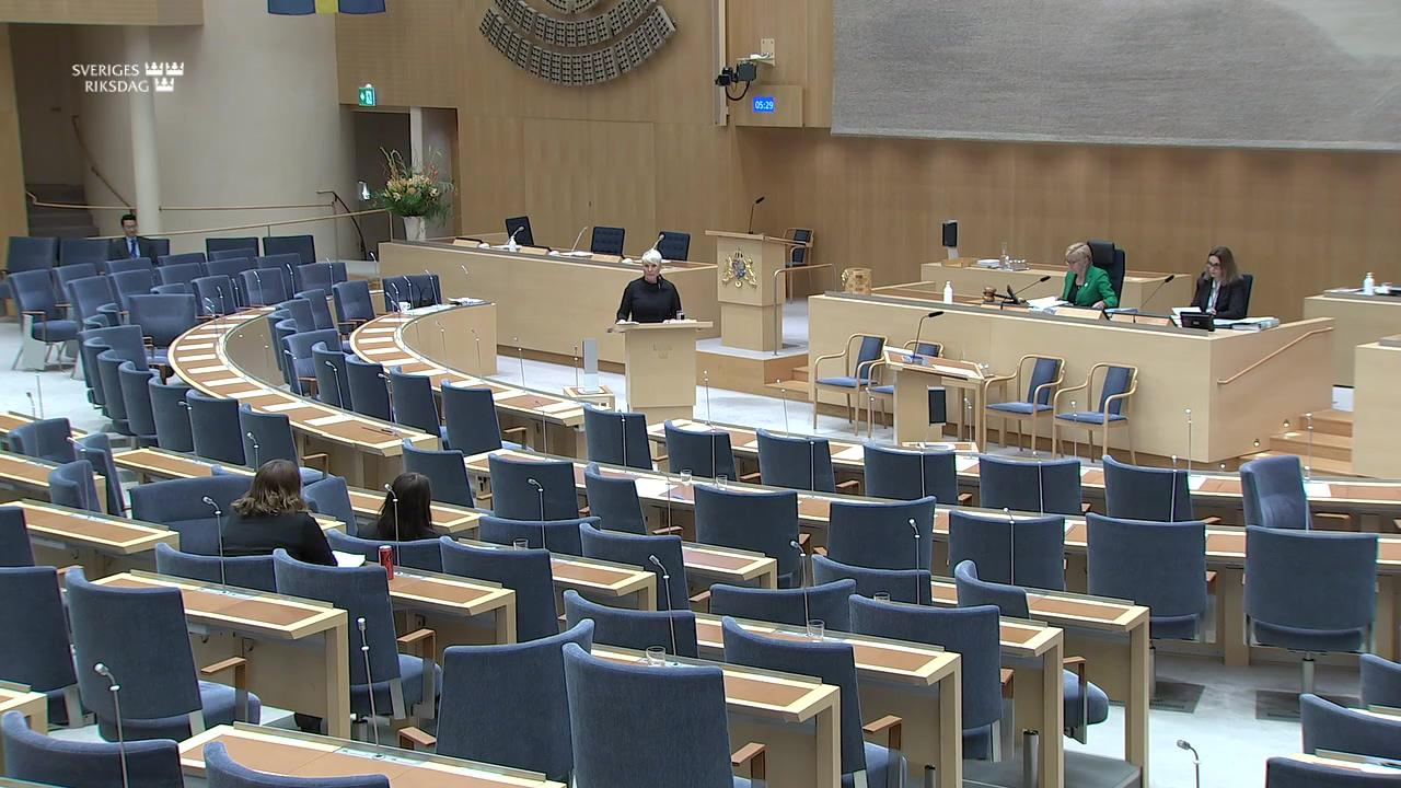 Stillbild från Interpellationsdebatt, Arbetsskadeförsäkringen