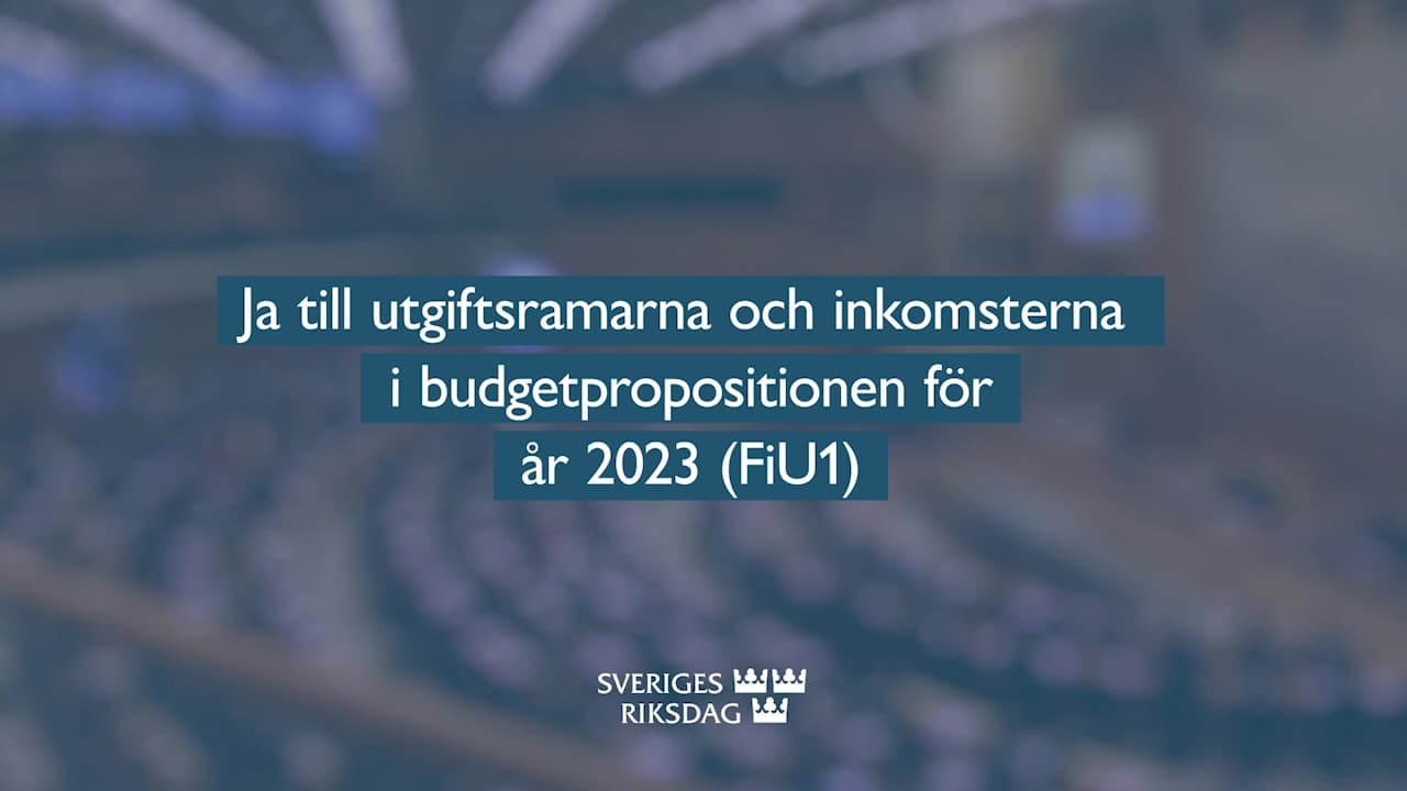 Stillbild från Beslut, Teckenspråkstolkat beslut: Ja till utgiftsramarna och inkomsterna i budgetpropositionen för år 2023 