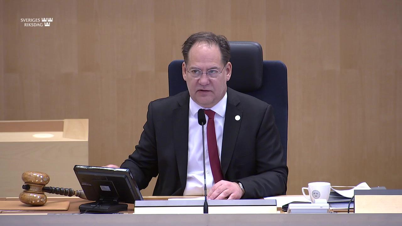 Stillbild från Debatt om förslag, Stärkta möjligheter att upptäcka narkotikapåverkade förare i trafiken