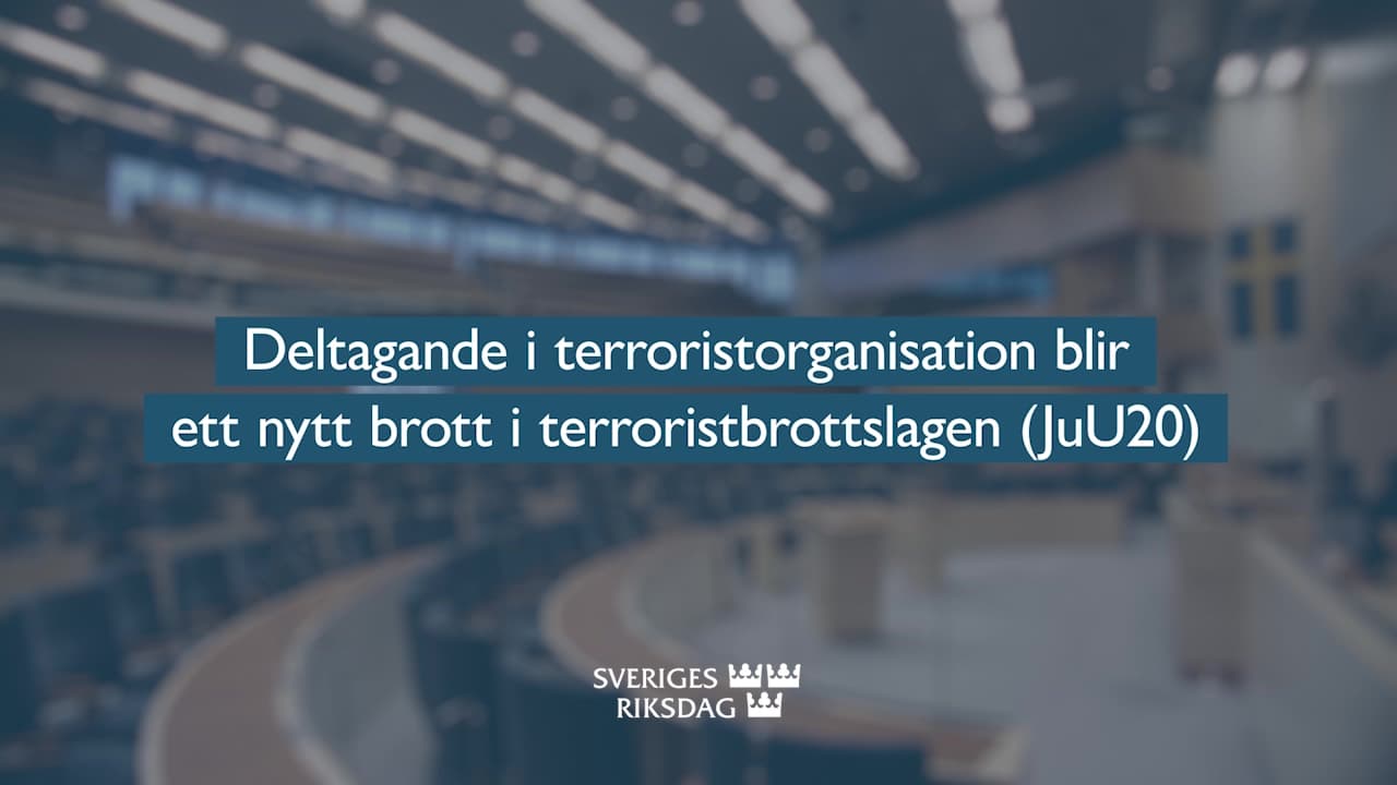 Stillbild från Beslut, Teckenspråkstolkat beslut: Deltagande i terroristorganisation blir ett nytt brott i terroristbrottslagen