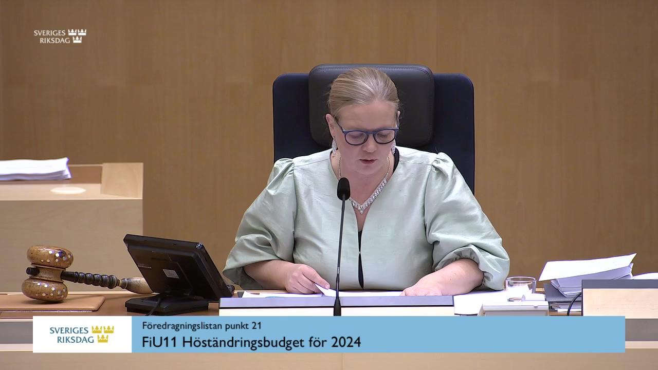 Stillbild från Debatt om förslag, Höständringsbudget för 2024