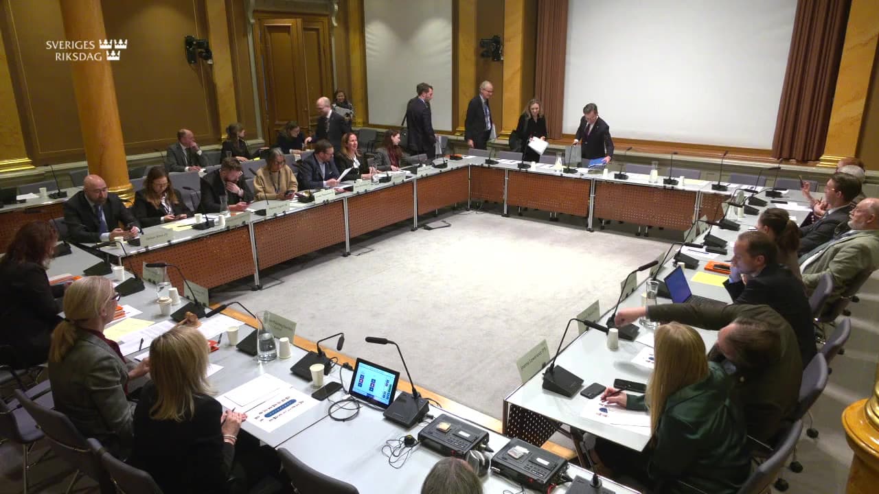 Stillbild från Öppet sammanträde, Öppet sammanträde i EU-nämnden
