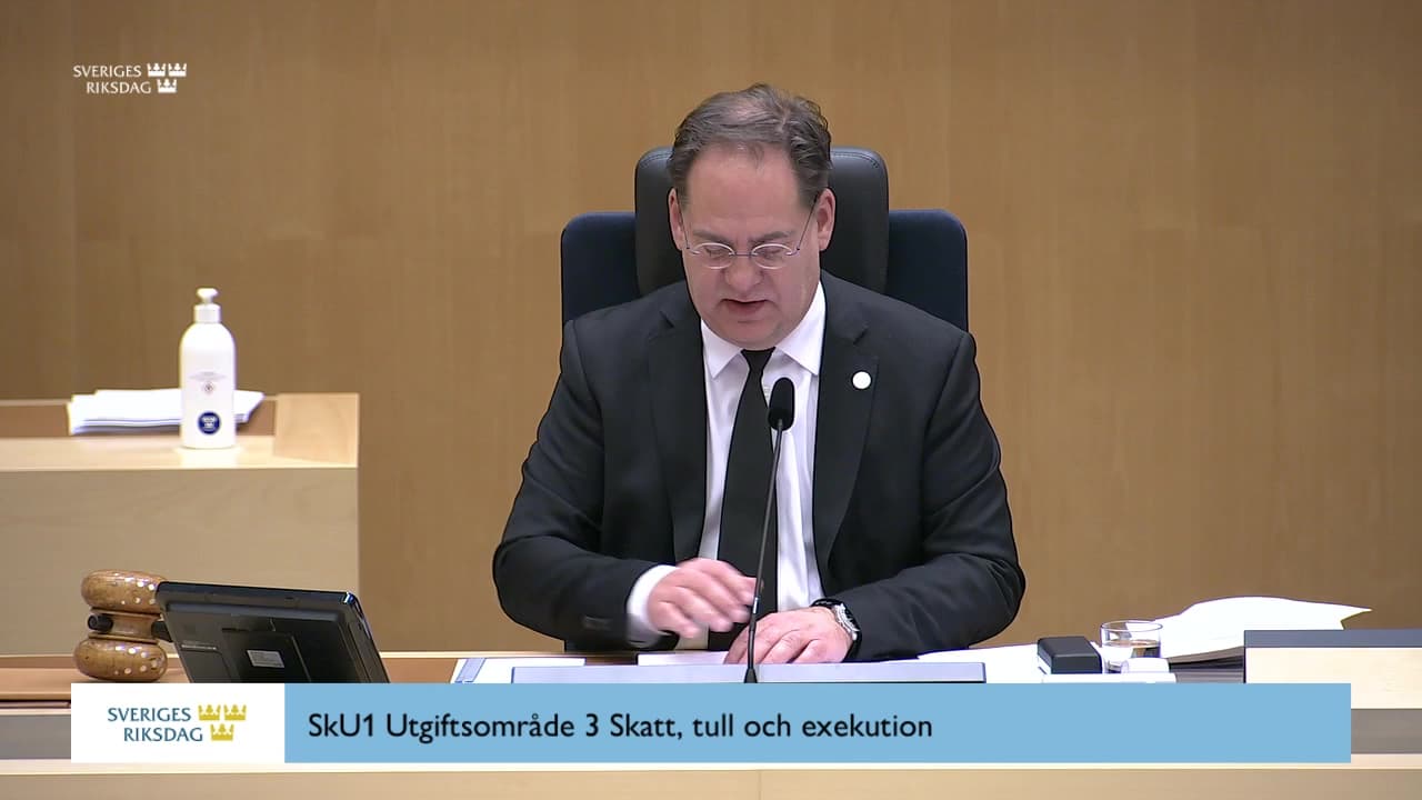 Stillbild från Beslut, Beslut: Utgiftsområde 3 Skatt, tull och exekution