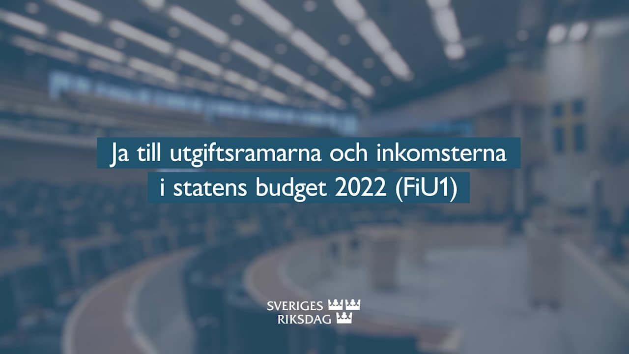 Stillbild från Beslut, Teckenspråkstolkat beslut: Ja till utgiftsramarna och inkomsterna i statens budget 2022