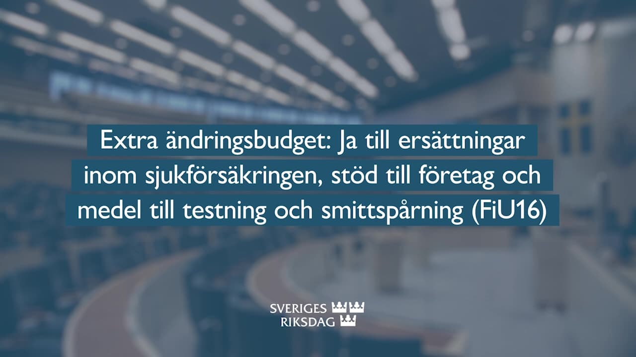 Stillbild från Beslut, Teckenspråkstolkat beslut: Extra ändringsbudget: Ja till ersättningar inom sjukförsäkringen, stöd till företag och medel till testning och smittspårning