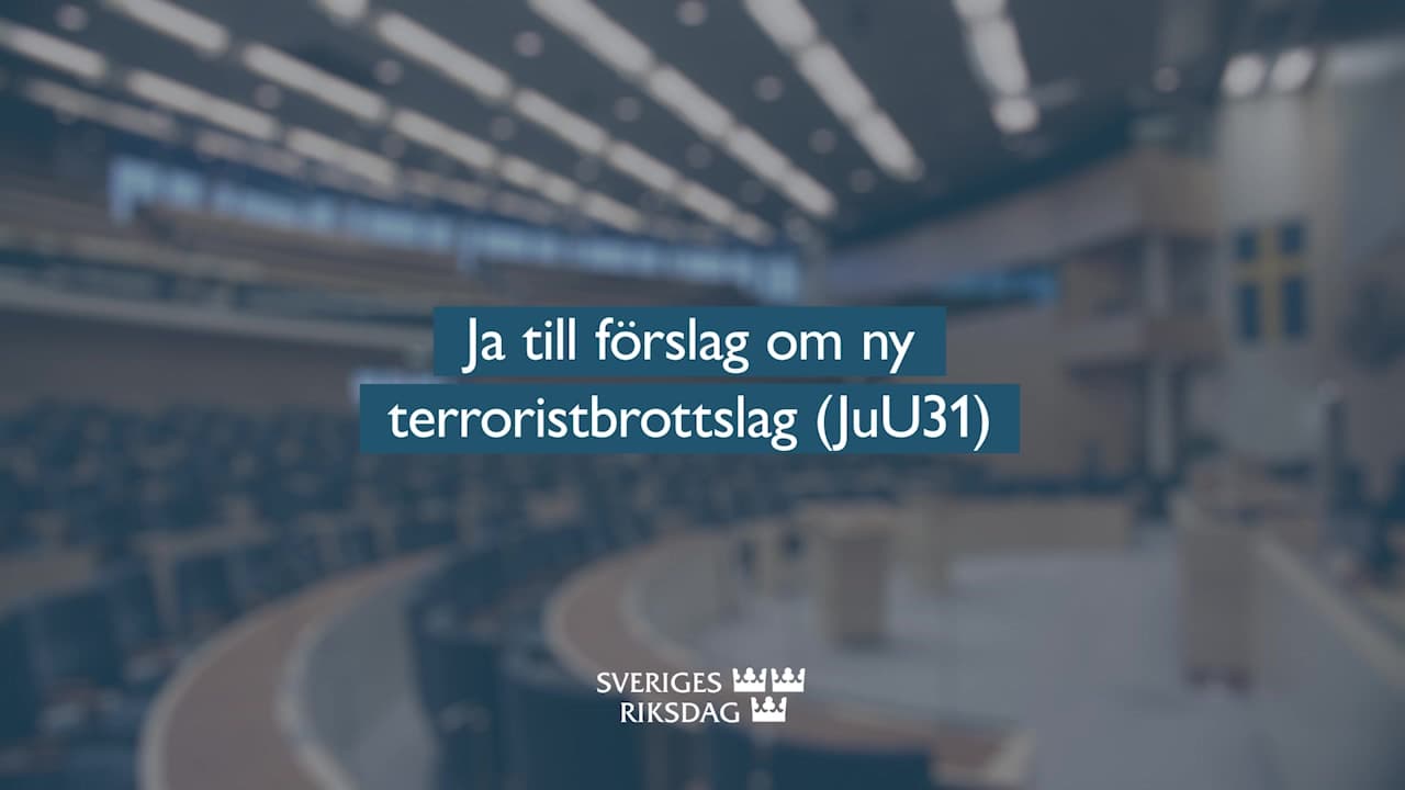 Stillbild från Beslut, Teckenspråkstolkat beslut: Ja till förslag om ny terroristbrottslag
