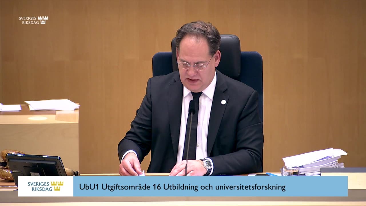 Stillbild från Beslut, Beslut: Utgiftsområde 16 Utbildning och universitetsforskning