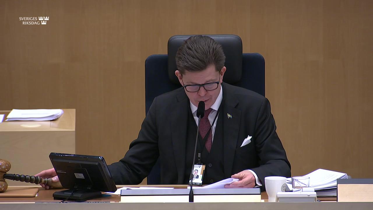 Stillbild från Debatt om förslag, Utgiftsområde 26 Statsskuldsräntor m.m.