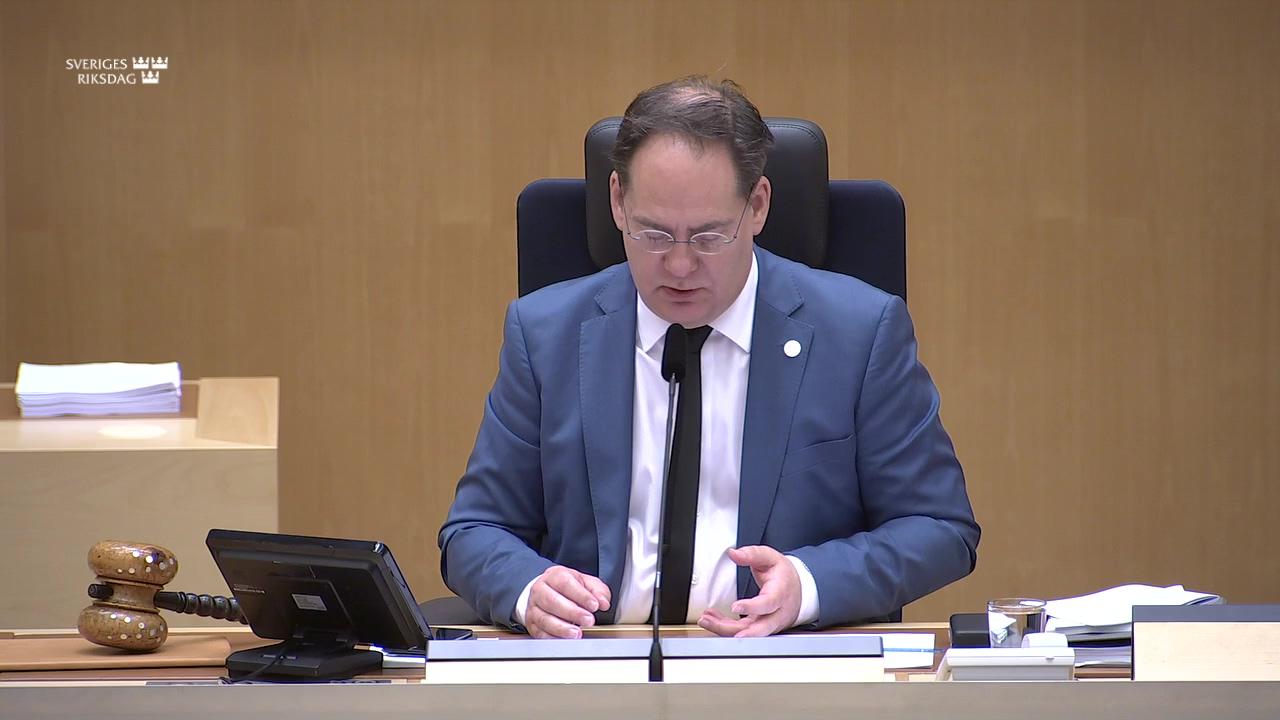 Stillbild från Debatt om förslag, Riksrevisionens rapport om statens arbete med informationssäkerhet i vård och omsorg