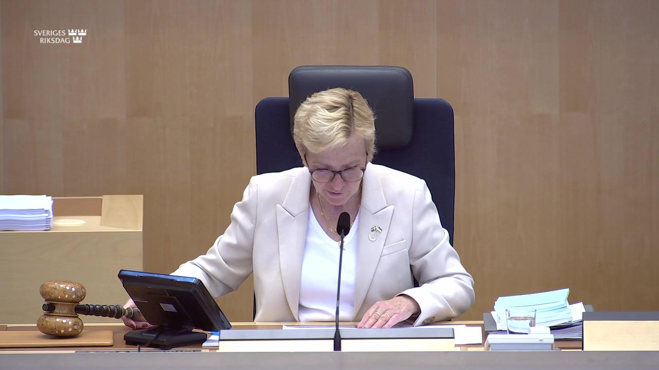 Stillbild från Debatt om förslag, Godkännanden och medgivanden inom punktskatteområdet vid konkurs