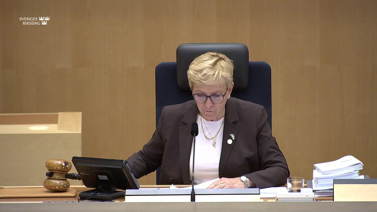 Stillbild från Debatt om förslag, Lagändringar till följd av ändringar i EU:s formskyddsförordning