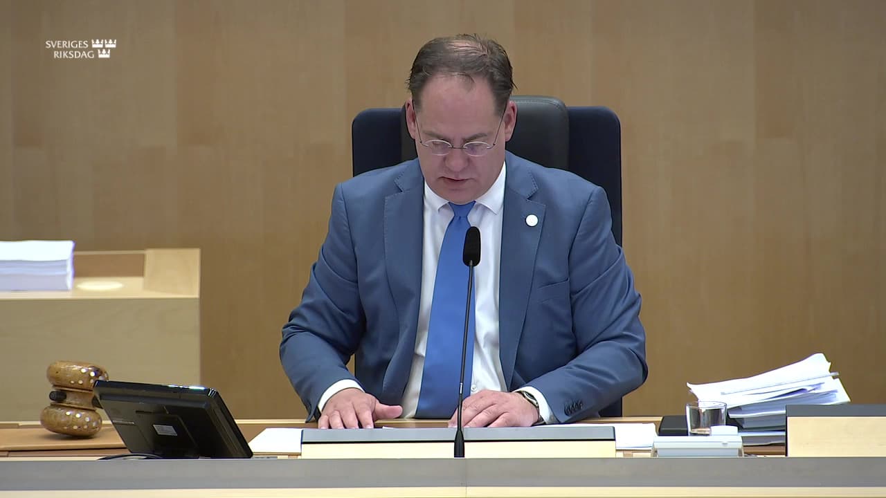 Stillbild från Beslut, Beslut: Redogörelse för verksamheten inom den gemensamma parlamentariska kontrollgruppen för Europol och riksdagsdelegationens arbete under 2024