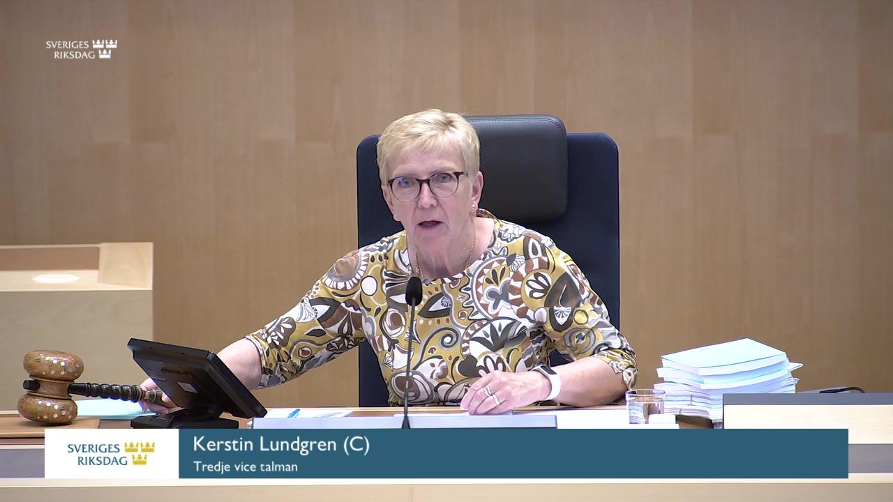 Stillbild från Debatt om förslag, Indelning i utgiftsområden