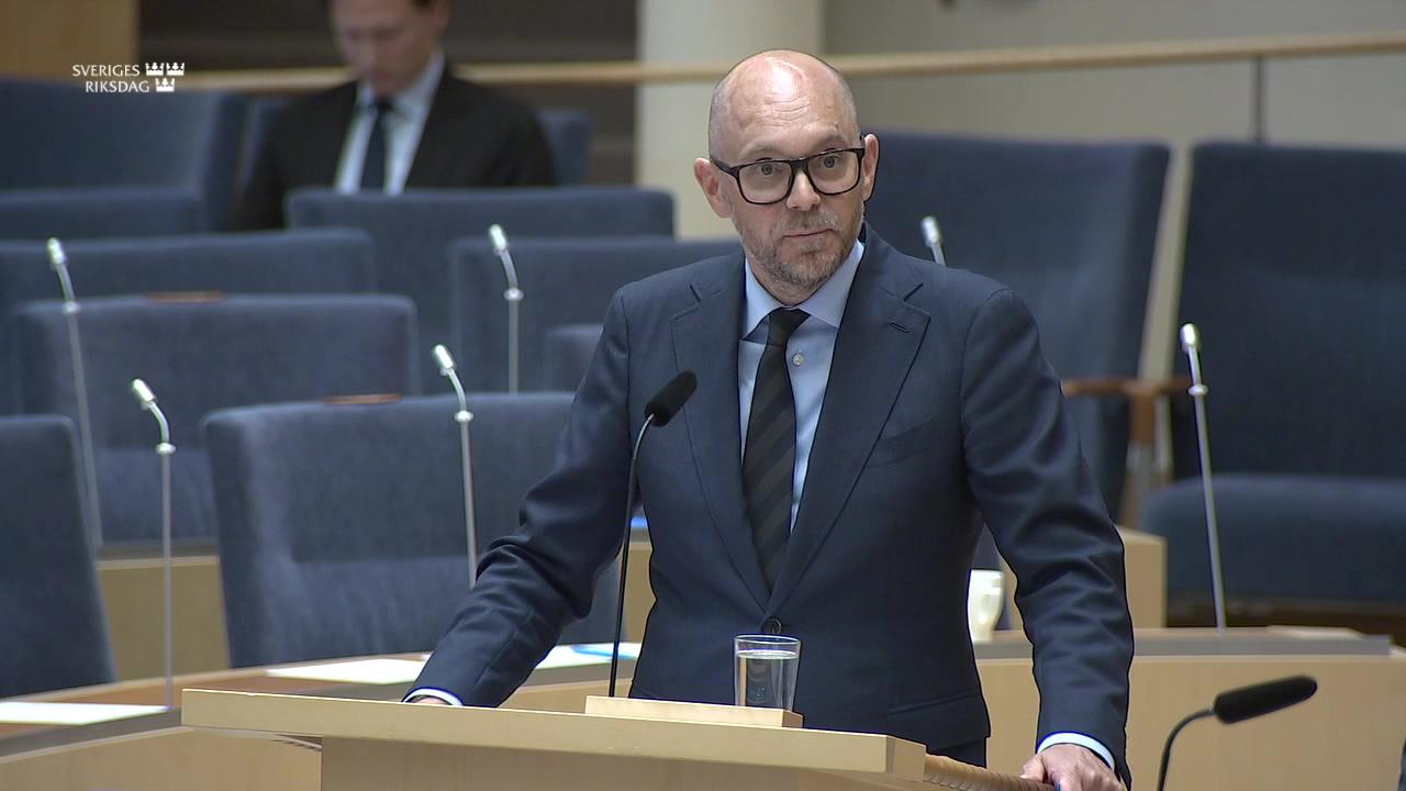Stillbild från Interpellationsdebatt, Avslöjanden med anledning av Sydsvenskans granskning av företag