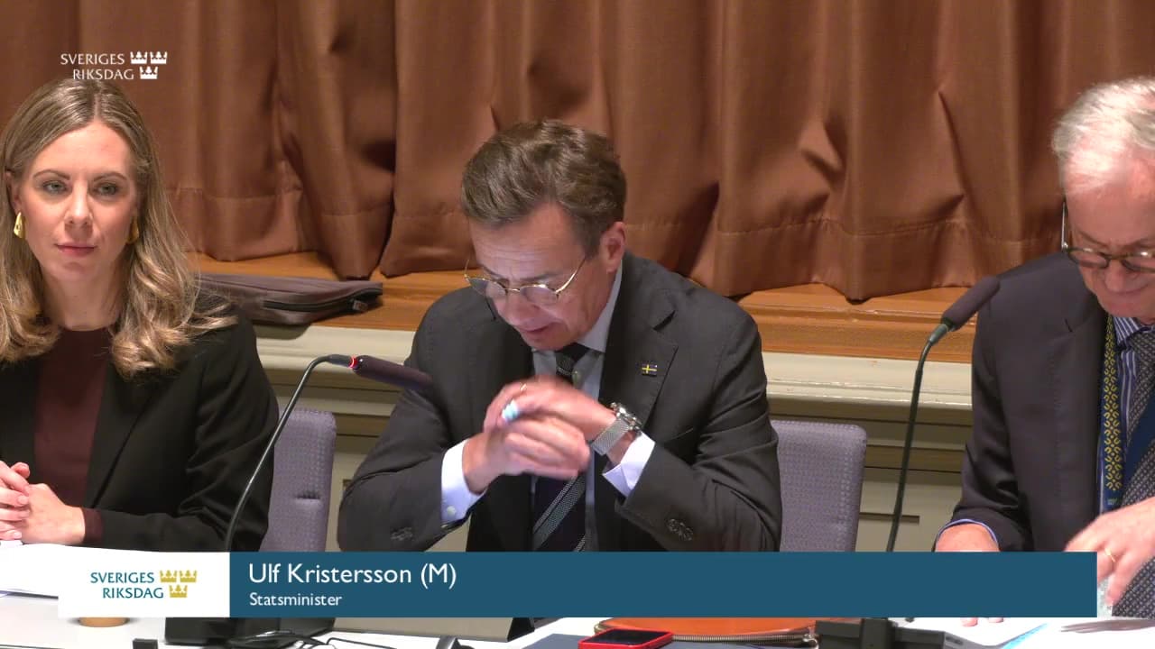 Stillbild från Öppet sammanträde, Öppet sammanträde i EU-nämnden