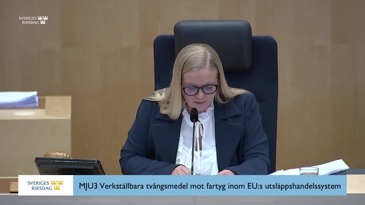 Stillbild från Beslut, Beslut: Verkställbara tvångsmedel mot fartyg inom EU:s utsläppshandelssystem