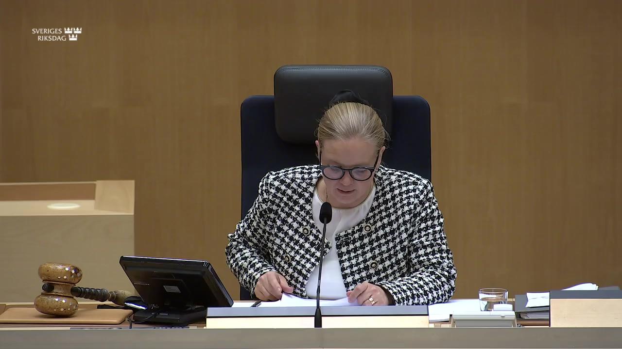 Stillbild från Debatt om förslag, Åtgärder för en effektiv och patientsäker anslutning till den nationella läkemedelslistan