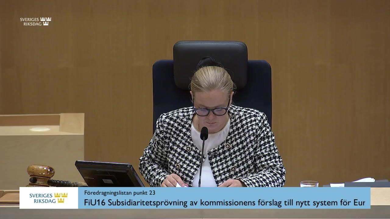Stillbild från Debatt om förslag, Subsidiaritetsprövning av kommissionens förslag till nytt system för Europeiska unionens egna medel för perioden 2028 och framåt