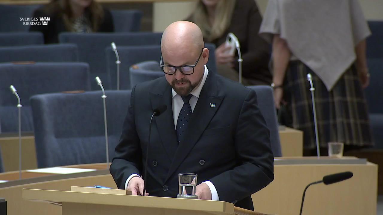 Stillbild från Interpellationsdebatt, Kulturmärkt mat