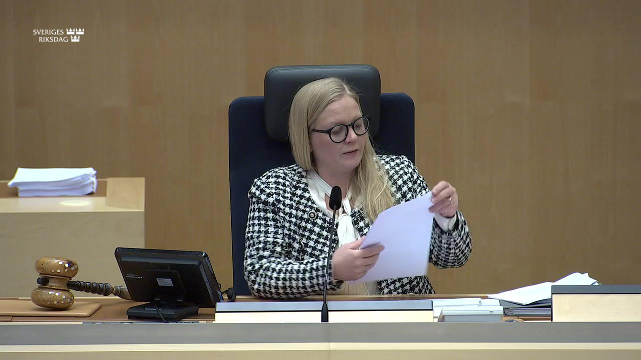 Stillbild från Debatt om förslag, Redovisning av fördelning av medel från Allmänna arvsfonden under budgetåret 2024