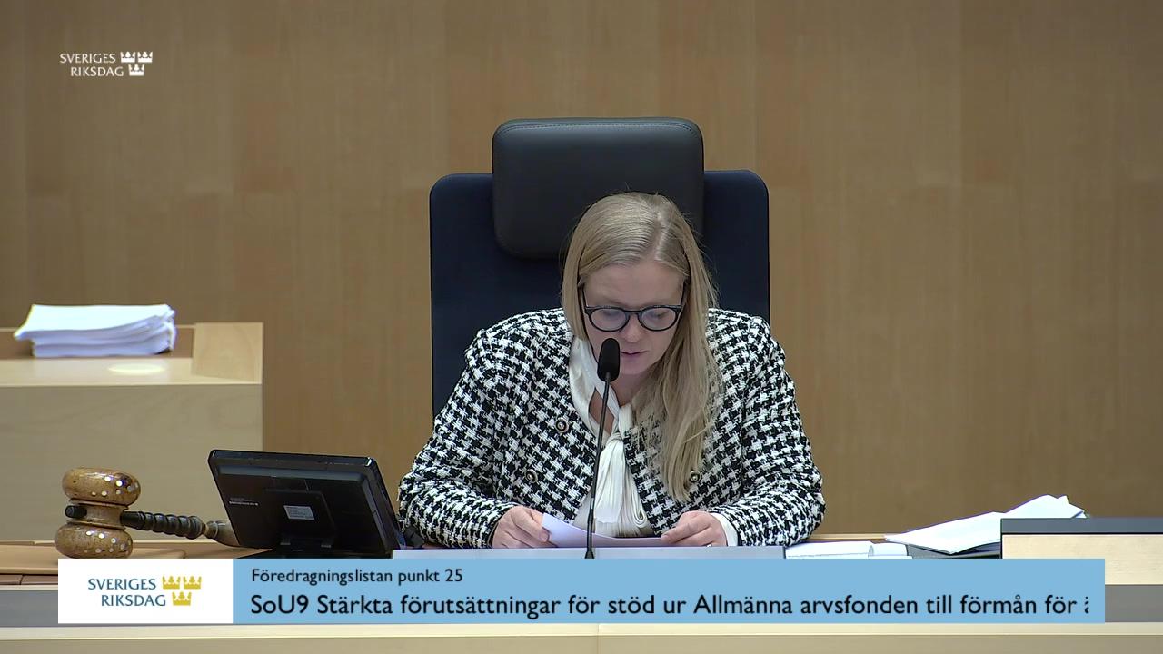 Stillbild från Debatt om förslag, Stärkta förutsättningar för stöd ur Allmänna arvsfonden till förmån för äldre personer