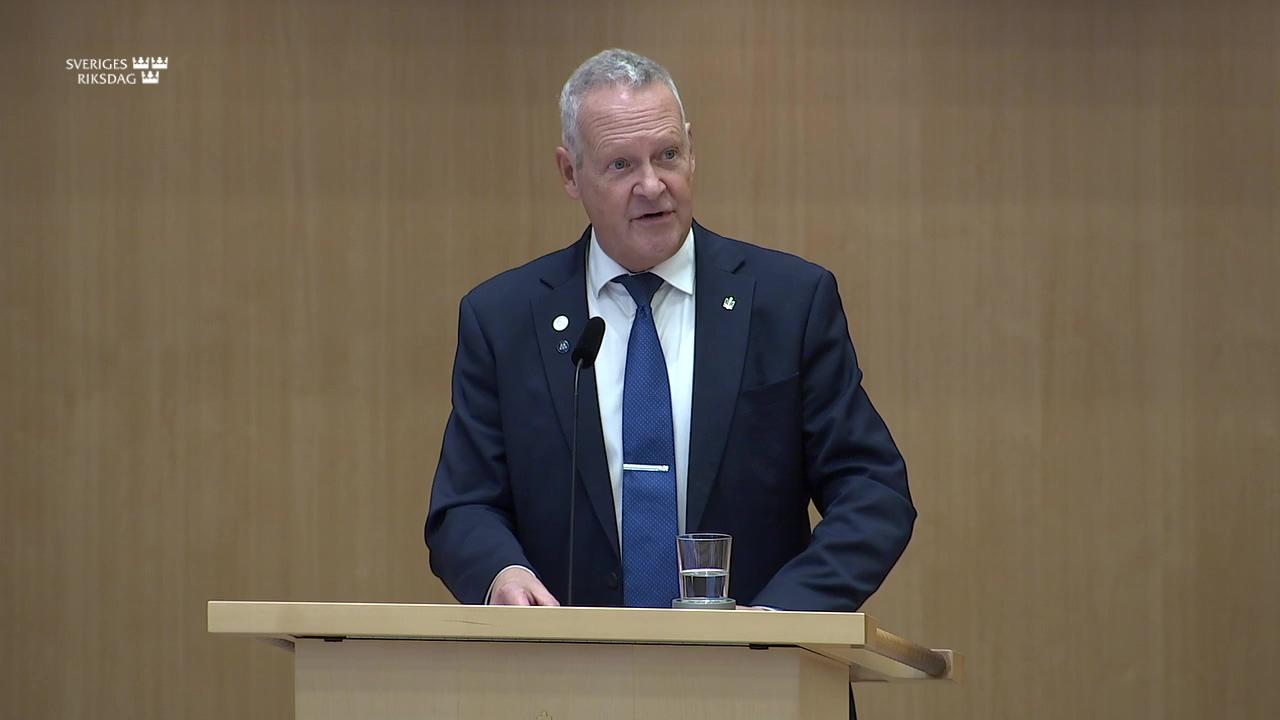 Stillbild från Debatt om förslag, Ett effektivt straffrättsligt skydd för statliga stöd till företag