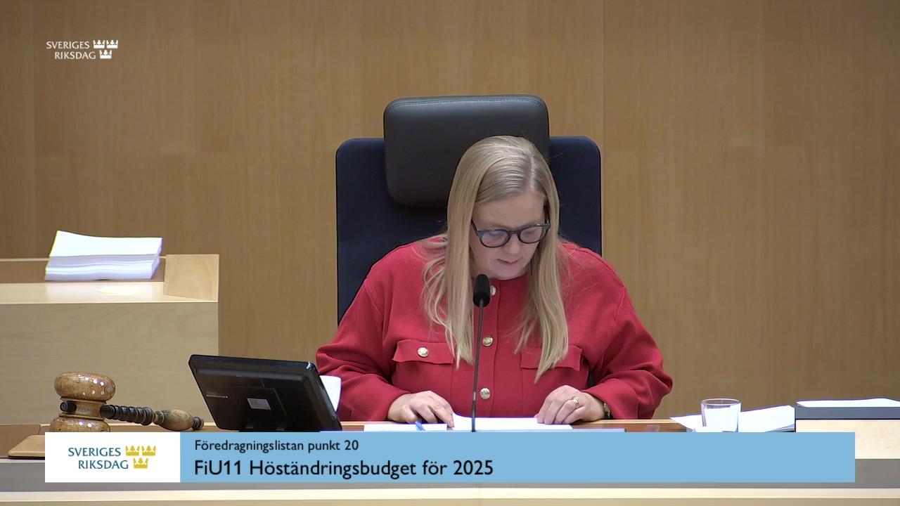 Stillbild från Debatt om förslag, Höständringsbudget för 2025