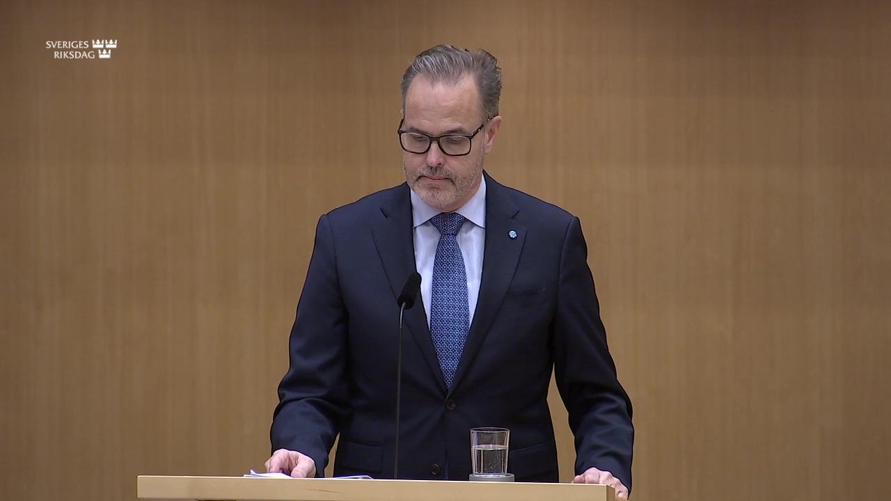 Stillbild från Debatt om förslag, Utgiftsområde 3 Skatt, tull och exekution