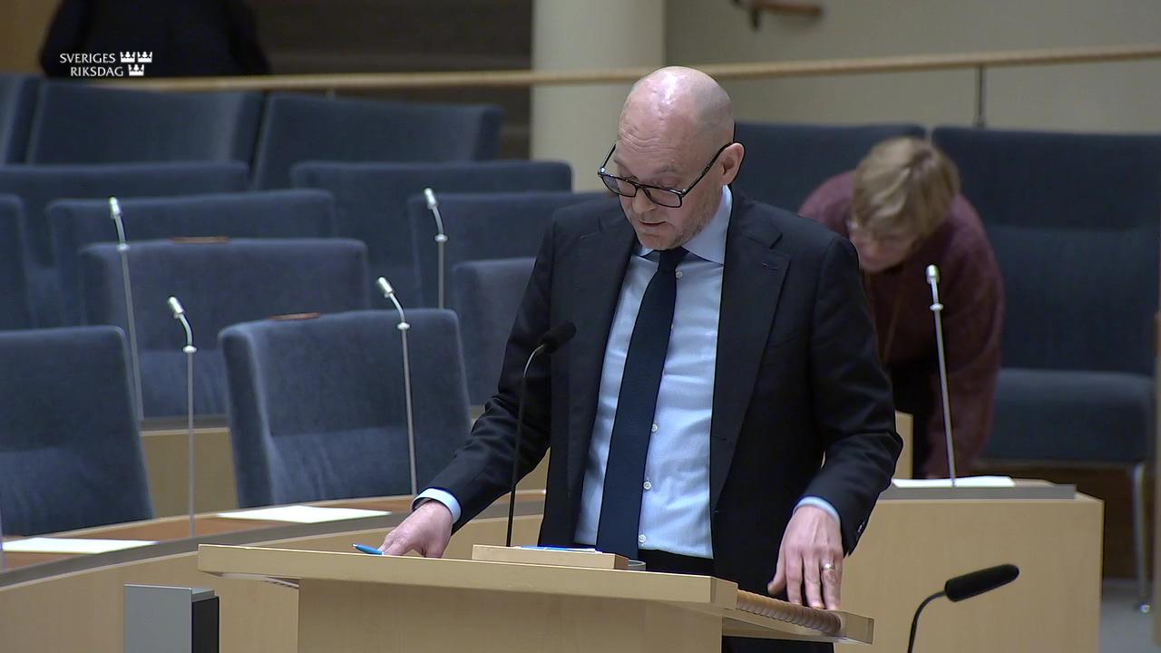 Stillbild från Interpellationsdebatt, Arbetslöshet inom stålindustrin