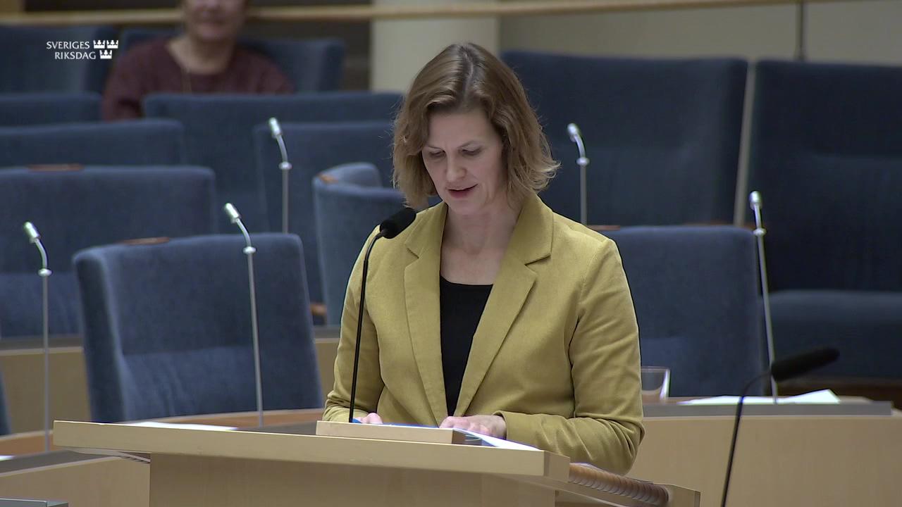 Stillbild från Interpellationsdebatt, Det sjunde jämställdhetspolitiska delmålet 