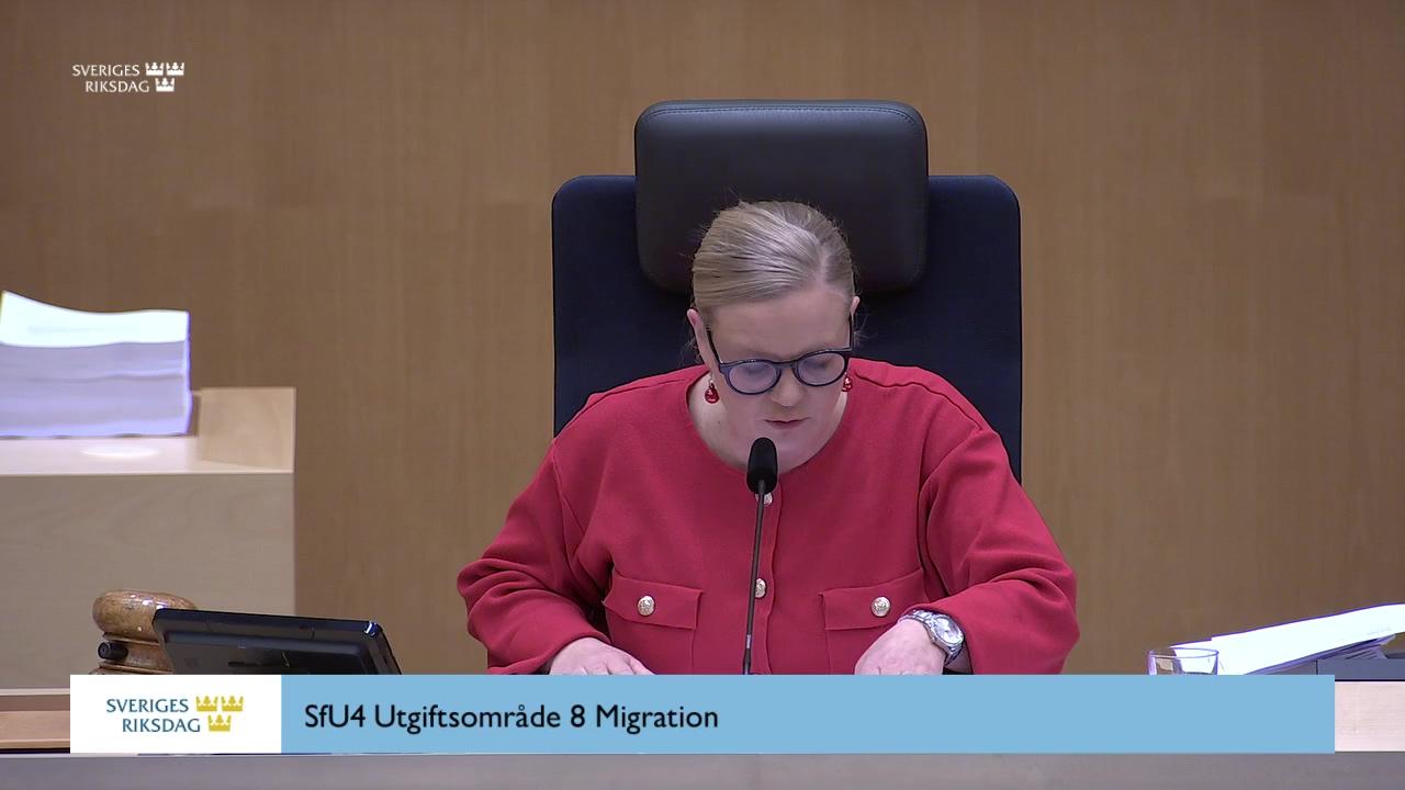 Stillbild från Beslut, Beslut: Utgiftsområde 8 Migration