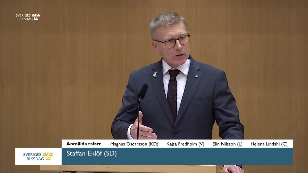 Stillbild från Debatt om förslag, Utgiftsområde 23 Areella näringar, landsbygd och livsmedel