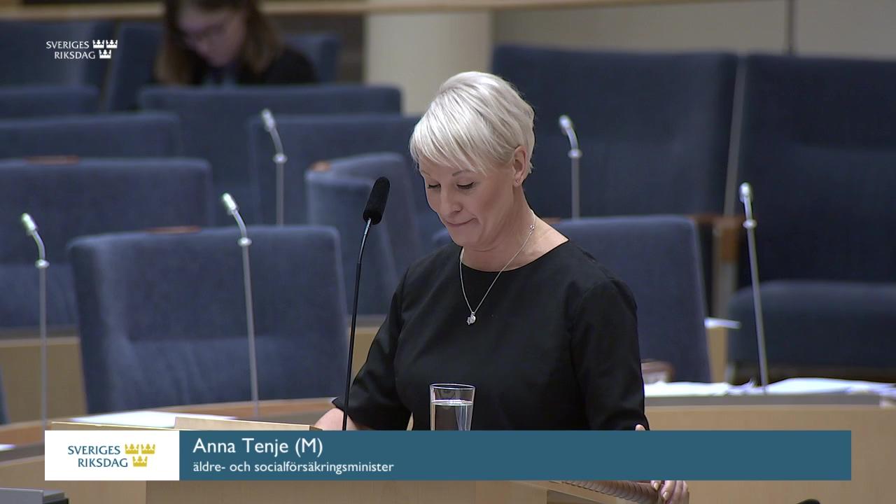 Stillbild från Interpellationsdebatt, Avskaffande av karensavdraget