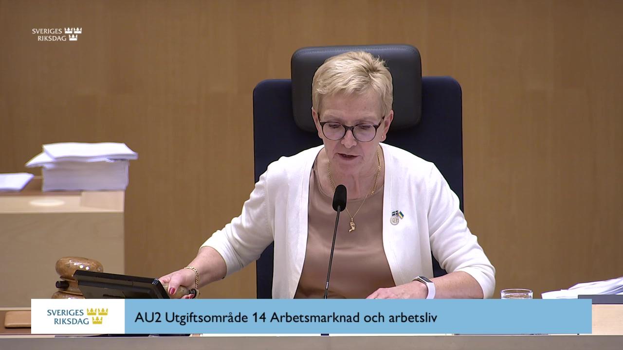 Stillbild från Beslut, Beslut: Utgiftsområde 14 Arbetsmarknad och arbetsliv