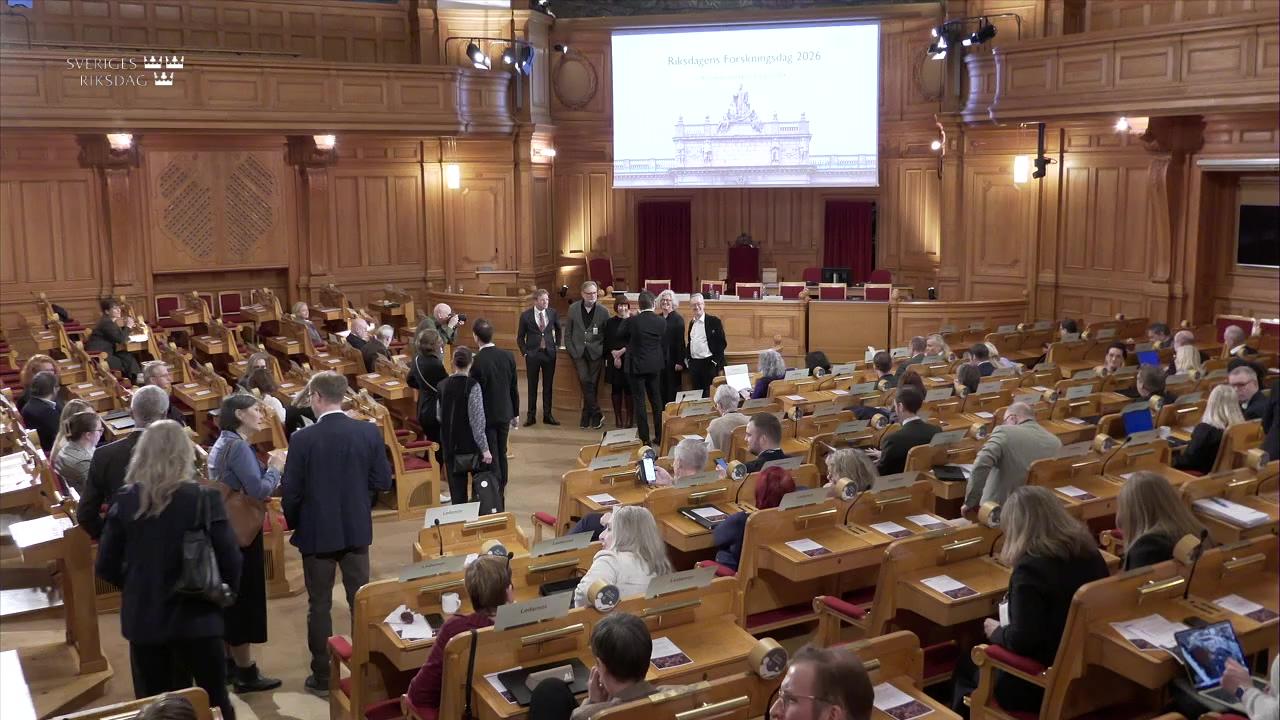 Stillbild från Öppet seminarium, Riksdagens forskningsdag: Politiken och de långsiktiga utmaningarna