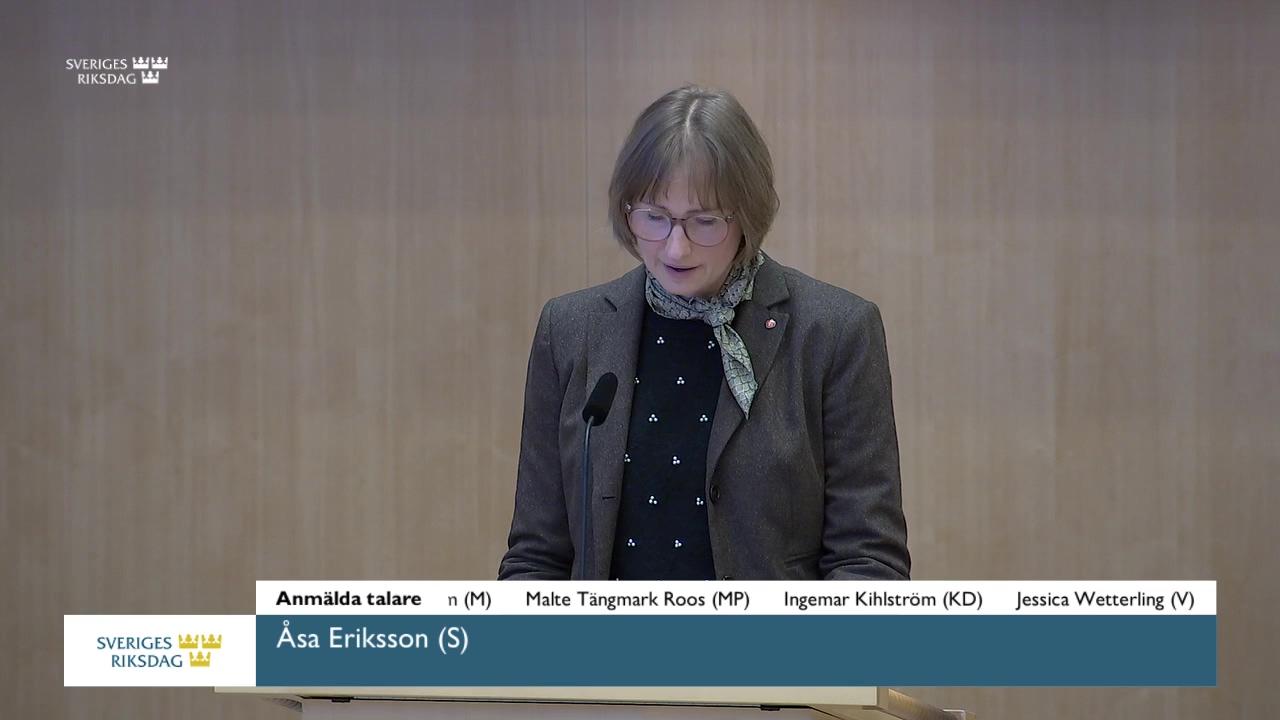 Stillbild från Debatt om förslag, Arbetsprövning med bibehållen sjukpenning