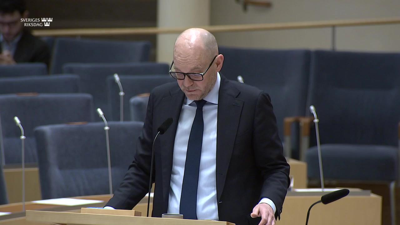 Stillbild från Interpellationsdebatt, Förändringar av det statliga bolaget Samhall