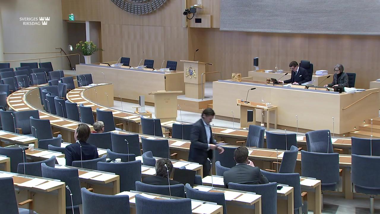 Stillbild från Debatt om förslag, En modern lagstiftning för Kriminalvårdens personuppgiftsbehandling