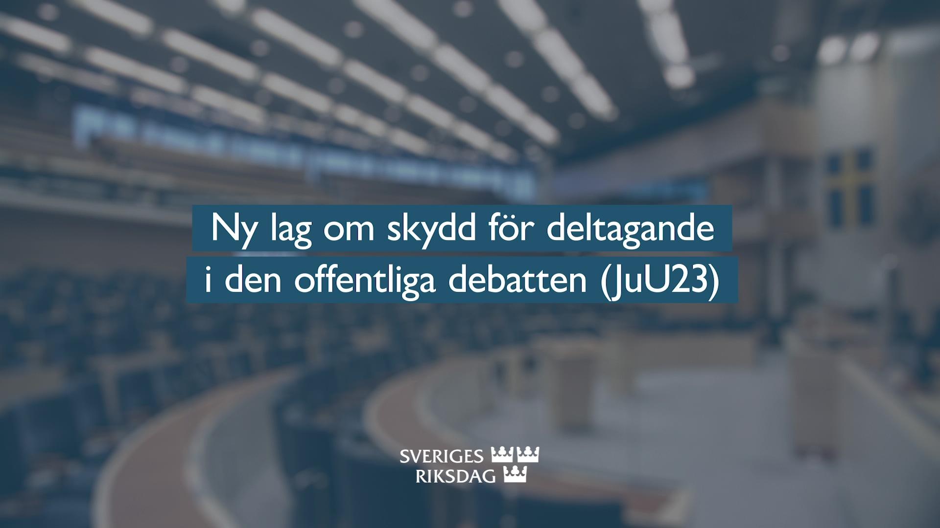 Stillbild från Beslut, Teckenspråkstolkat beslut: Ny lag om skydd för deltagande i den offentliga debatten