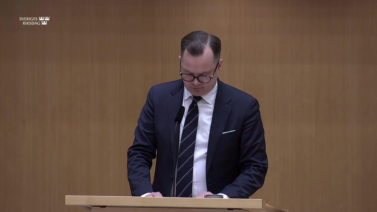 Stillbild från Debatt om förslag, 2025 års redogörelse för tillämpningen av lagen om särskild kontroll av vissa utlänningar