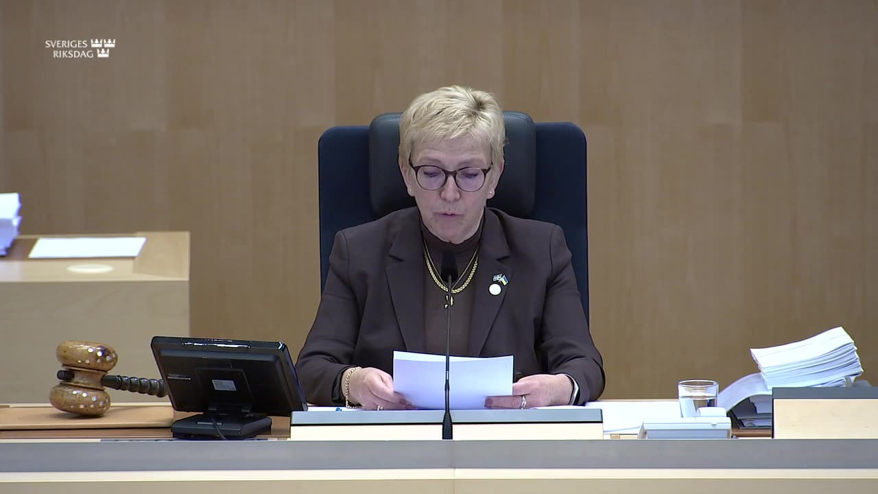 Stillbild från Övrigt kammaren, Fråga om hänvisning av motion till utskott