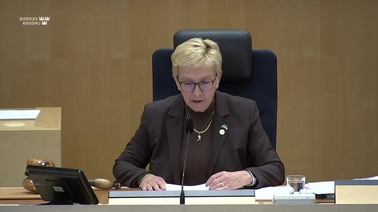 Stillbild från Övrigt kammaren, Motion väckt med anledning av en händelse av större vikt enligt 9 kap. 15 § RO