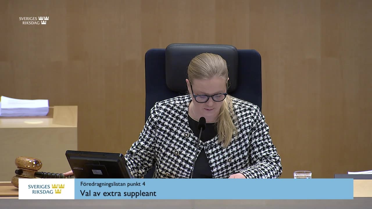 Stillbild från Övrigt kammaren, Val av extra suppleant