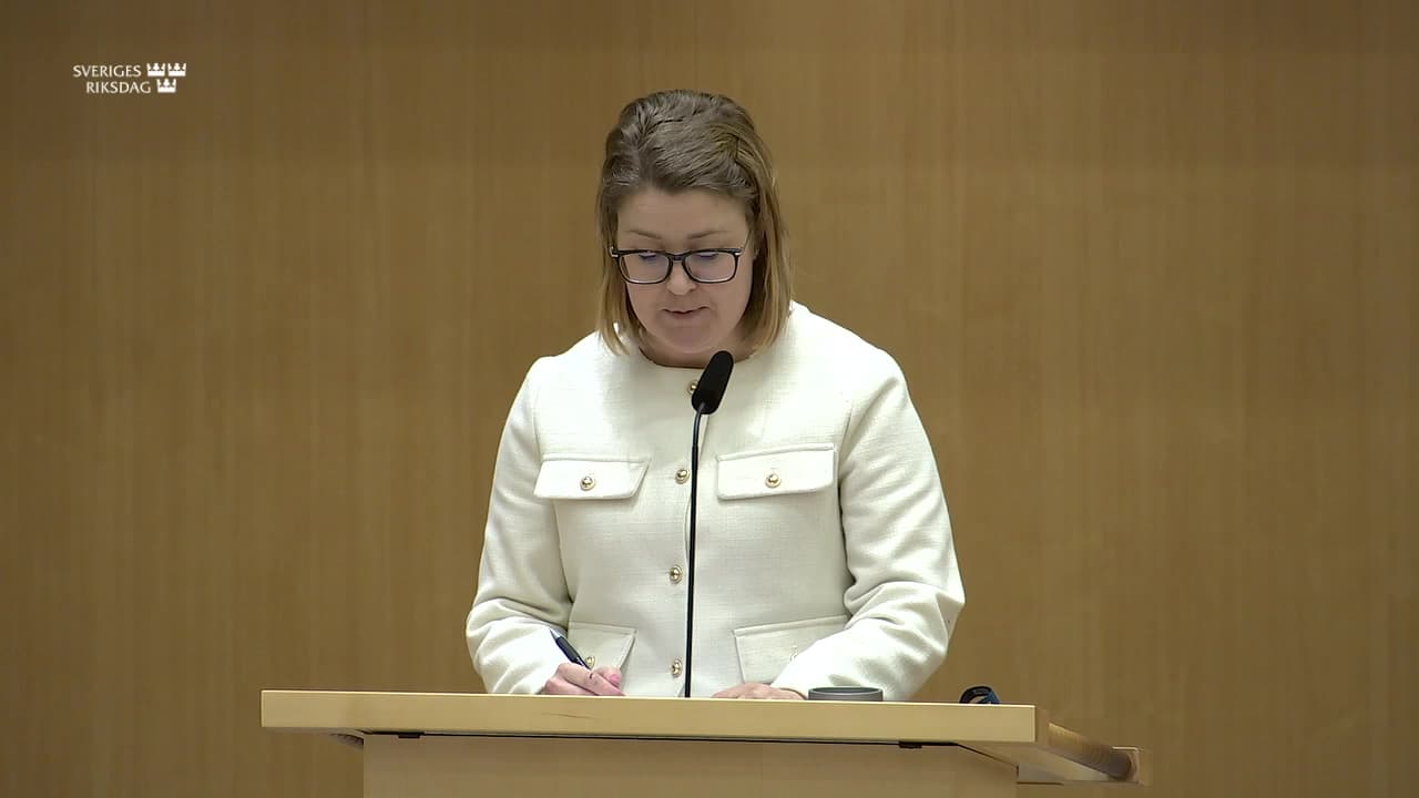 Stillbild från Debatt om förslag, Riksrevisionens rapport om Skatteverkets åtgärder mot svartarbete