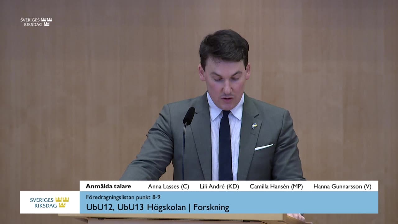 Stillbild från Debatt om förslag, Forskning