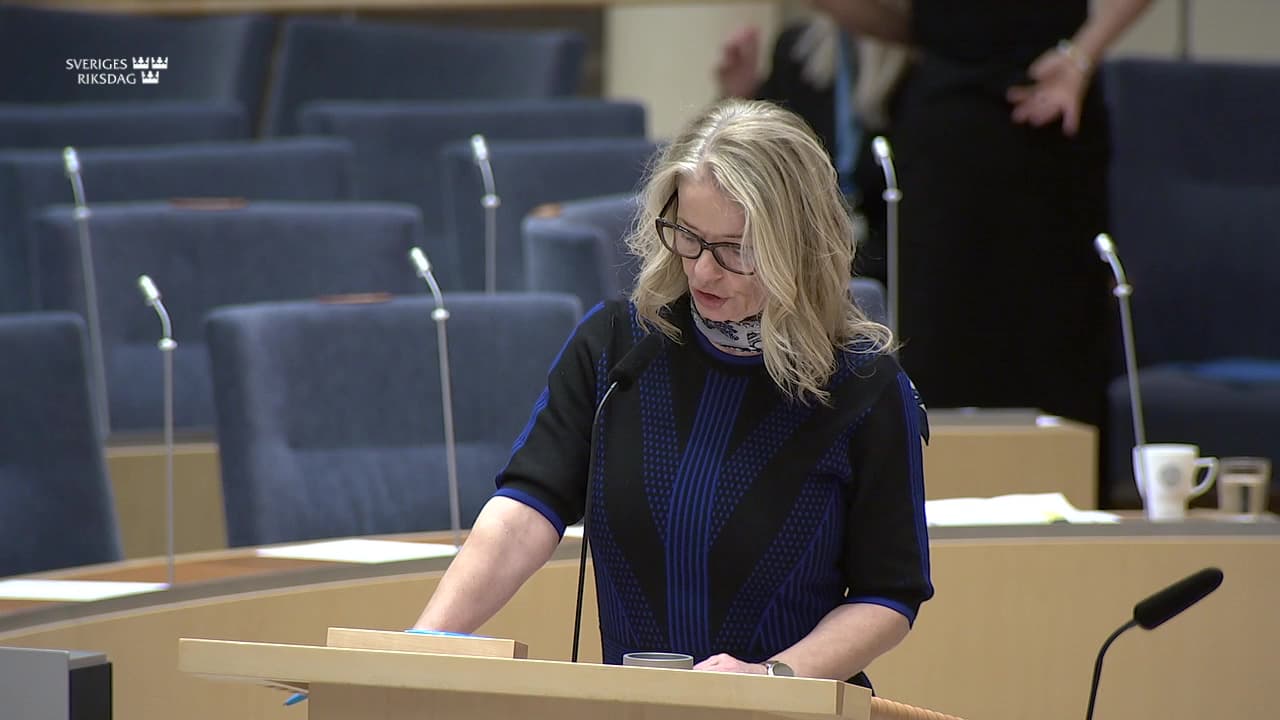 Stillbild från Interpellationsdebatt, Omställningsstudiestöd som inte utnyttjas